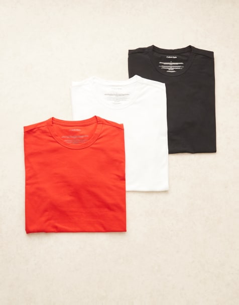 Calvin Klein - Lot de 3 t-shirts à manches courtes - Noir/blanc/rouge - view 1