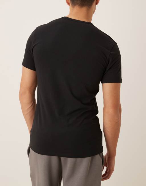 Calvin Klein - Lot de 3 t-shirts ajustés en microfibre de coton - Noir, bleu et blanc, 4 de 5