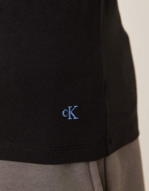 Calvin Klein - Lot de 3 t-shirts ajustés en microfibre de coton - Noir, bleu et blanc, 5 de 5