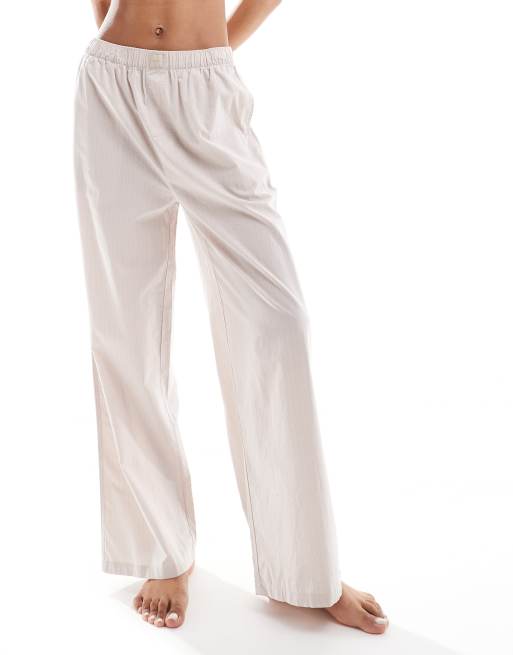 Calvin Klein - Lounge-bukser med vide ben, linning med logo og striber i bomuld, 2 af 4