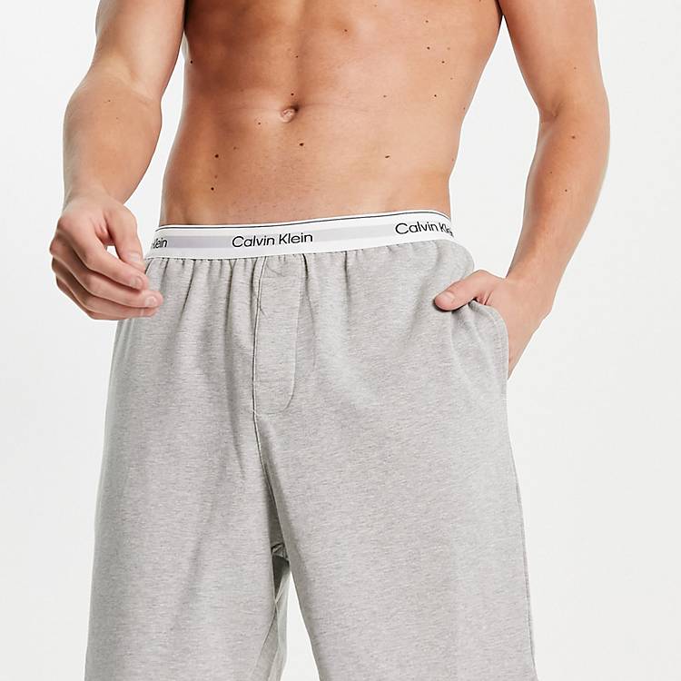 Calvin Klein lounge shorts in grey with logo waistband | ASOS