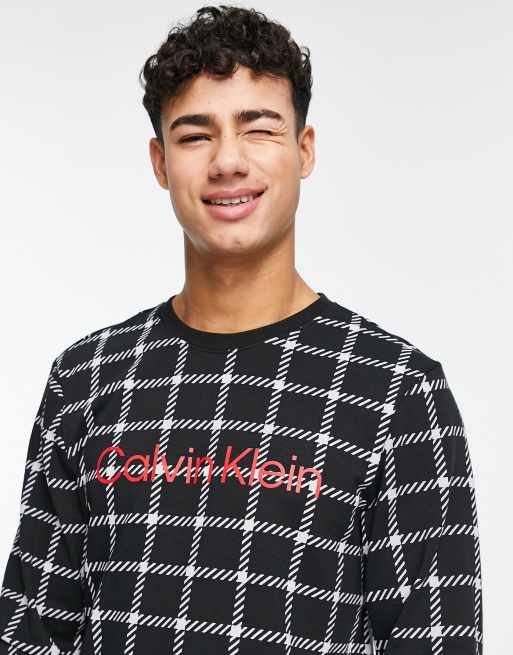 Calvin Klein lounge sweatshirt in black grid check