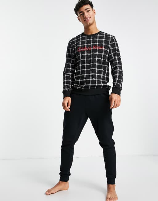 Calvin Klein lounge sweatshirt in black grid check