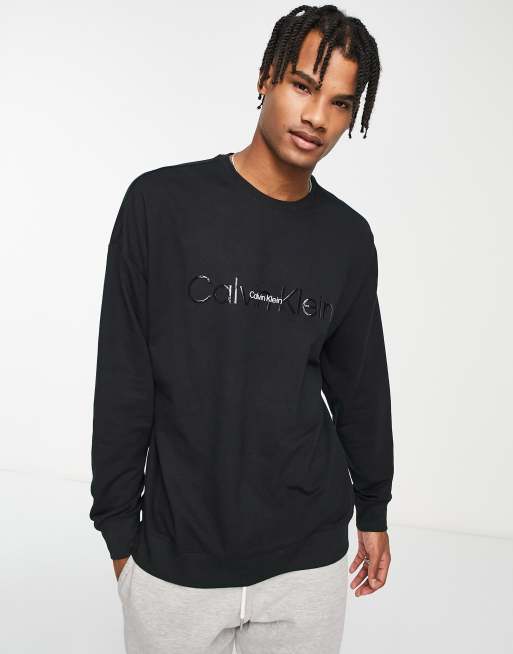 Calvin Klein lounge sweatshirt in black with chest logo