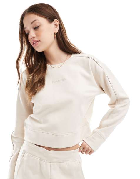 Calvin Klein - Lounge-sweatshirt met logo in dezelfde tint en ronde hals in crème - view 1