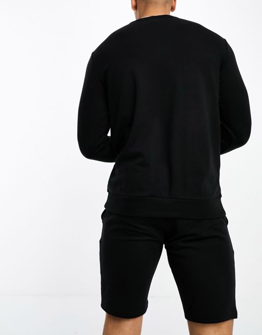 Calvin Klein Jeans glitched CK logo crew neck sweatshirt in black