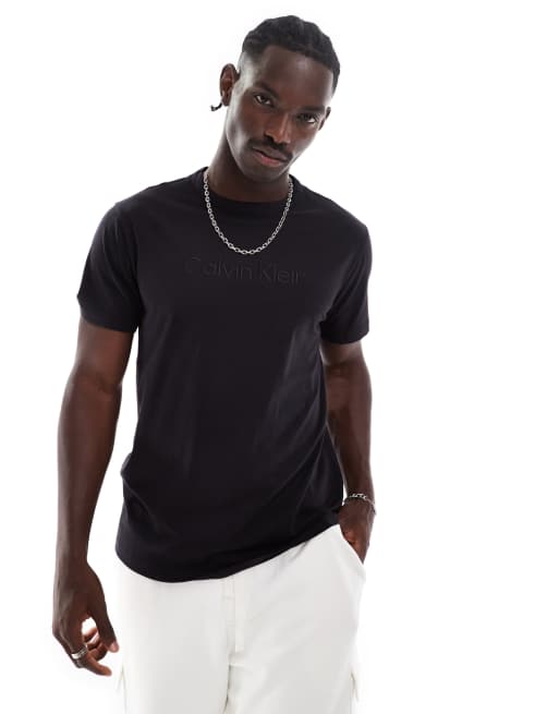 Calvin Klein – Lounge-T-Shirt aus Baumwolle in Schwarz mit Logostickerei