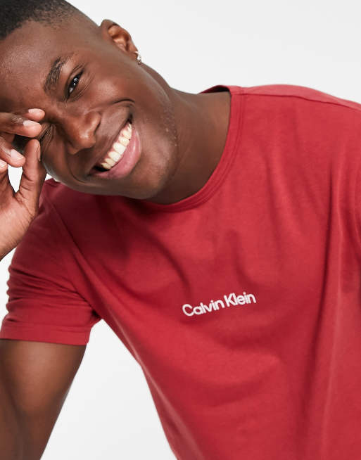 Calvin Klein lounge T shirt in red with chest branding