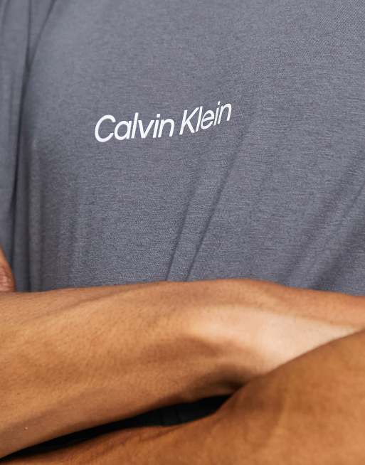 Calvin Klein lounge T shirt with chest branding in dark gray