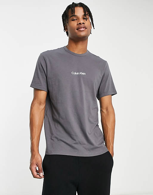 Calvin Klein lounge t-shirt with chest branding in dark grey | ASOS