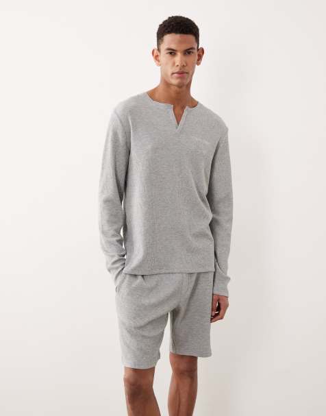 Calvin Klein - Loungekleding shorts van wafelstof in grijs, deel van co-ord set - view 1