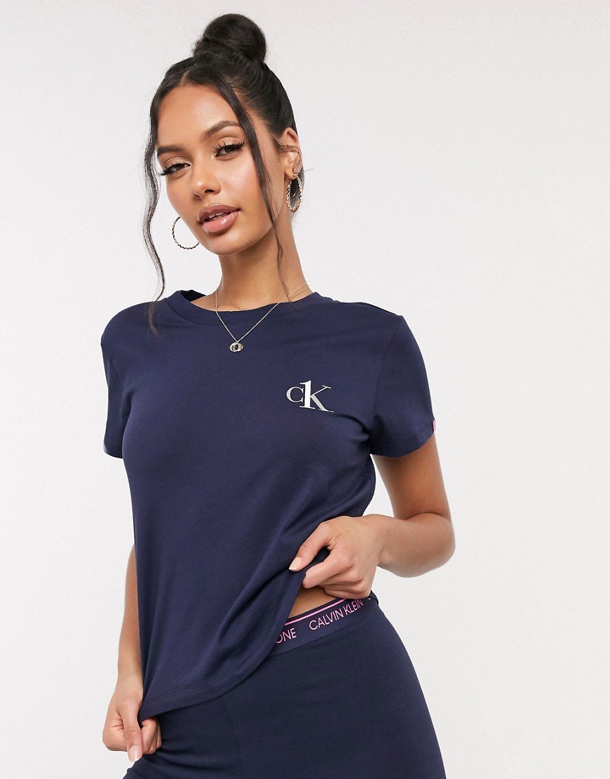 Calvin Klein loungewear crew neck logo t shirt in navy-Blue