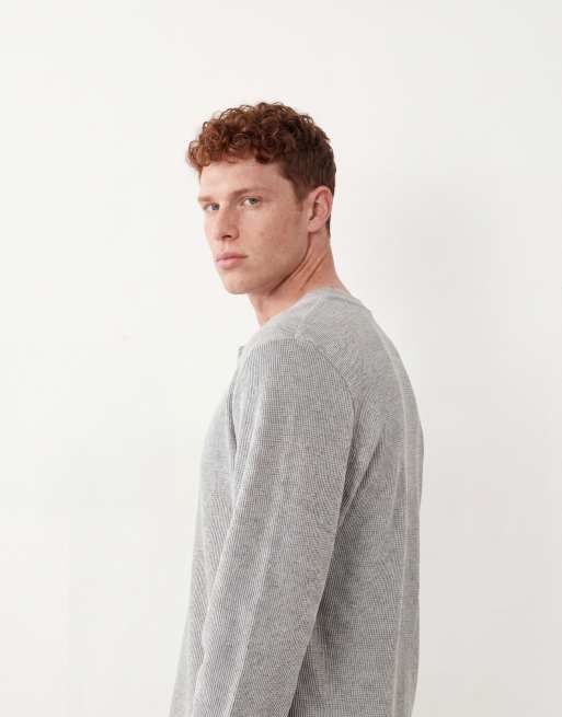 Calvin Klein – Loungewear – Henley-Oberteil in Grau mit Waffelstruktur, Kombiteil, 2 von 5