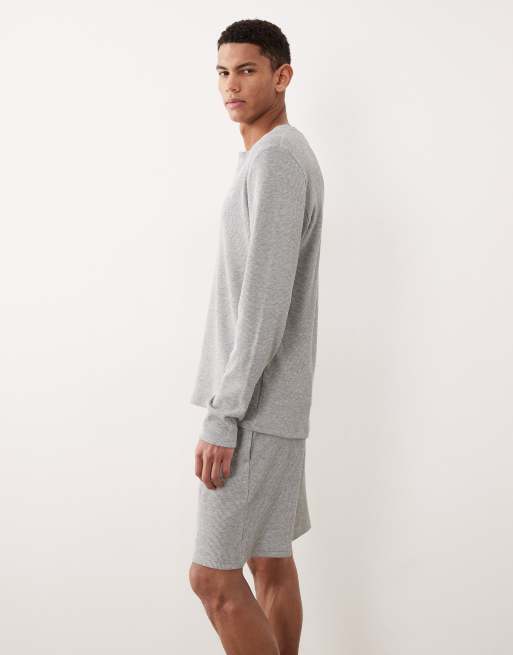 Calvin Klein – Loungewear-Shorts in Grau mit Waffelstruktur, Kombiteil, 3 von 5