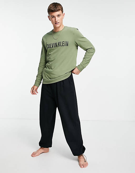 Calvin Klein loungewear sweatshirt in green | ASOS