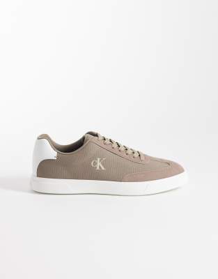  low profile cupsole trainers in taupe