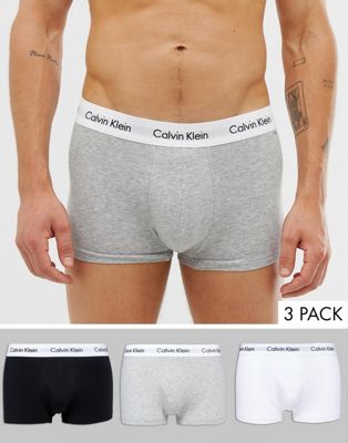 Calvin Klein low rise trunks 3 pack in cotton stretch - ASOS Price Checker