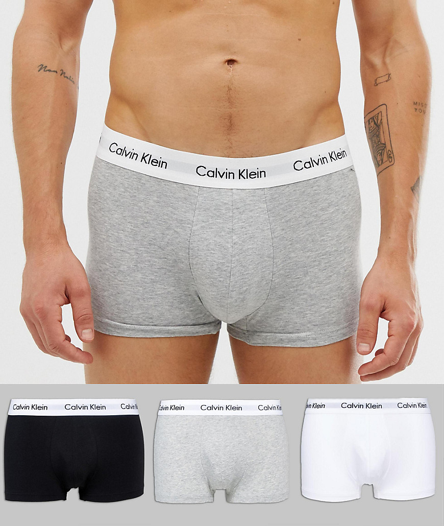 Calvin Klein low rise trunks 3 pack in cotton stretch-Multi