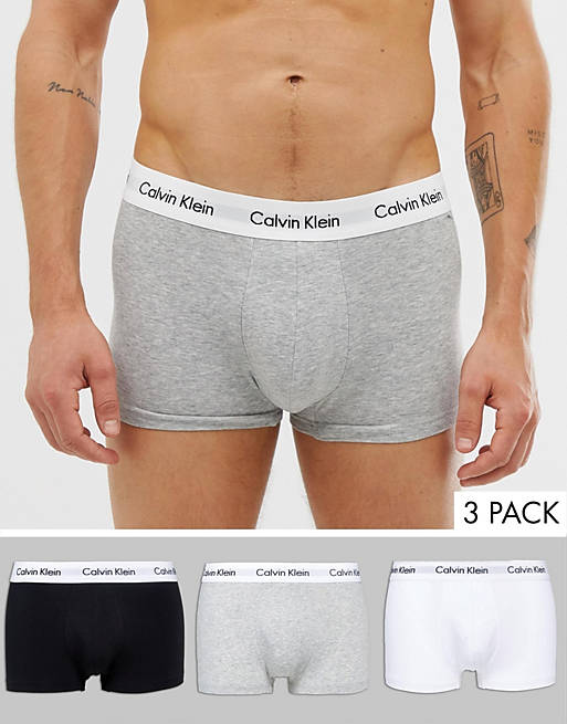 Creed Significance commit Calvin Klein Low Rise Trunks 3 Pack in Cotton Stretch | ASOS