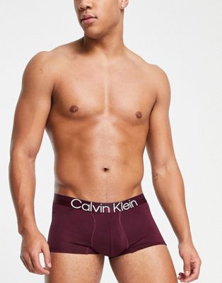 Calvin Klein low rise trunks in burgundy