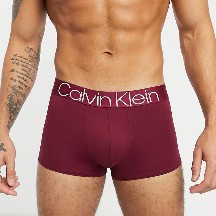 Calvin Klein low rise trunks in burgundy | ASOS