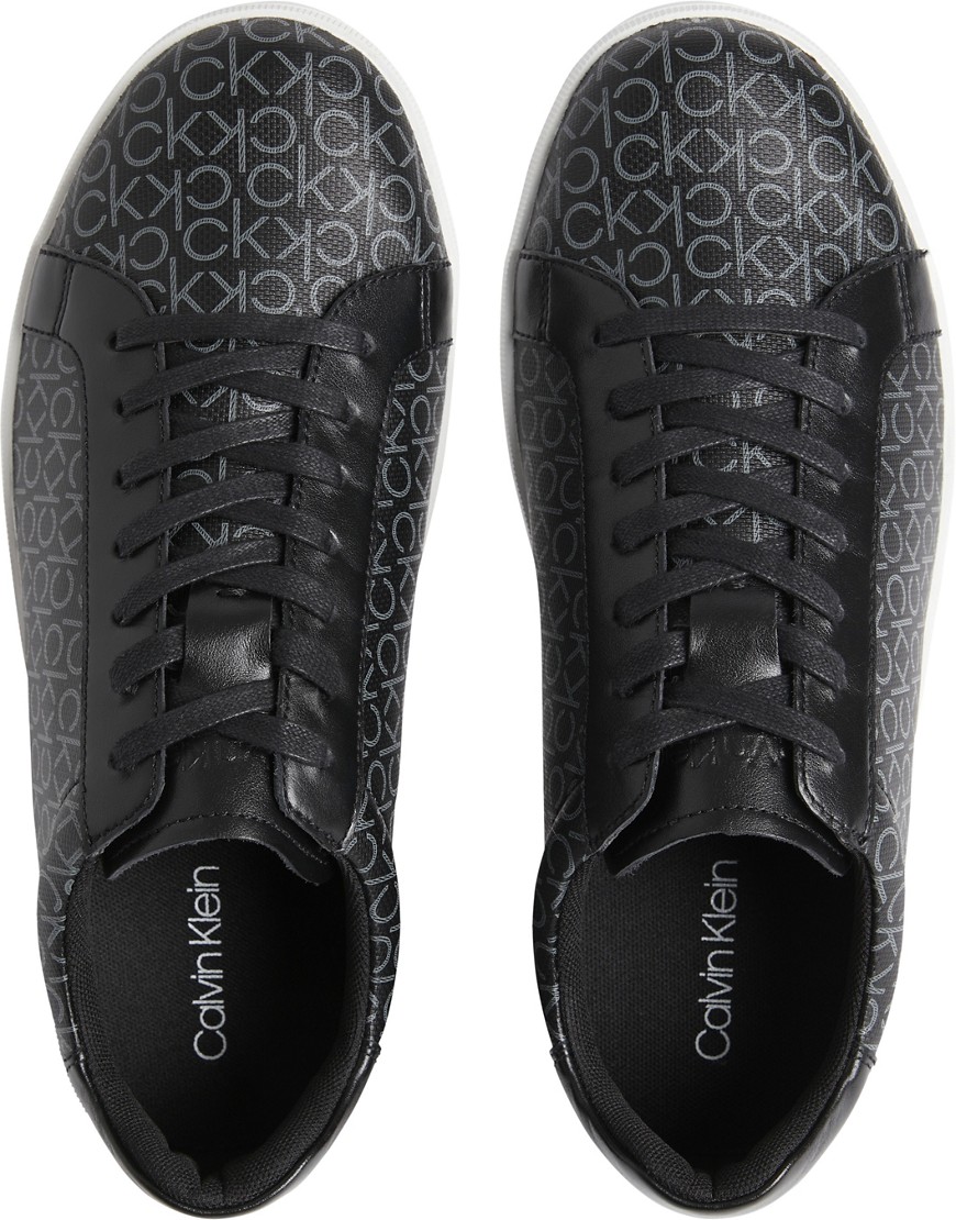 Calvin Klein low top trainers with monogram print-Black