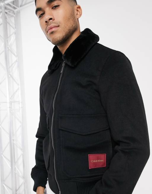 Calvin klein wool store bomber jacket