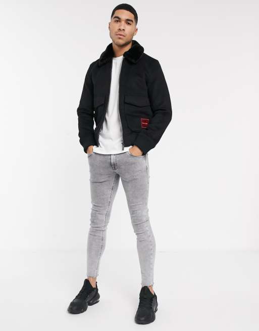 Calvin klein cheap wool bomber jacket