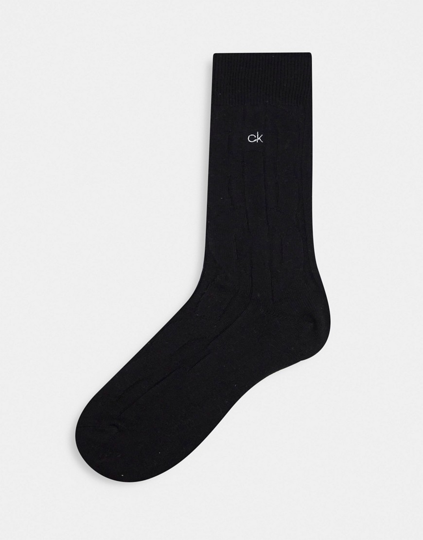 Calvin Klein - Luxe gebreide sokken met kabels in zwart