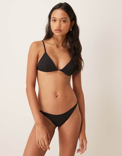 Calvin Klein luxe hardware triangle bikini top in black, 6 of 6