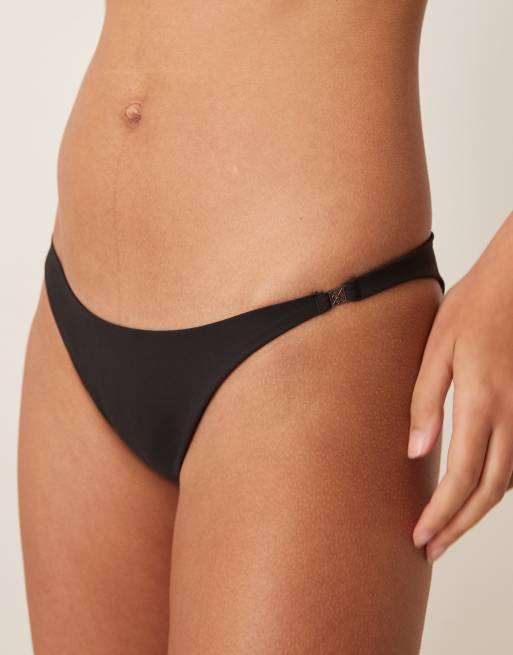 Calvin Klein Luxe tanga bikini bottoms in black, 2 of 4