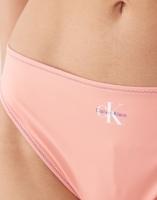 Calvin Klein - Lyserøde bikinitrusser med logo og høj benskæring, 3 af 4