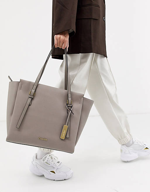Prosper of course Predictor Calvin Klein Marissa large tote bag in grey | ASOS