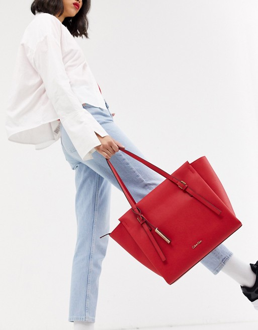 Calvin Klein Marissa large tote bag in red