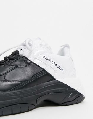 calvin klein black and white trainers