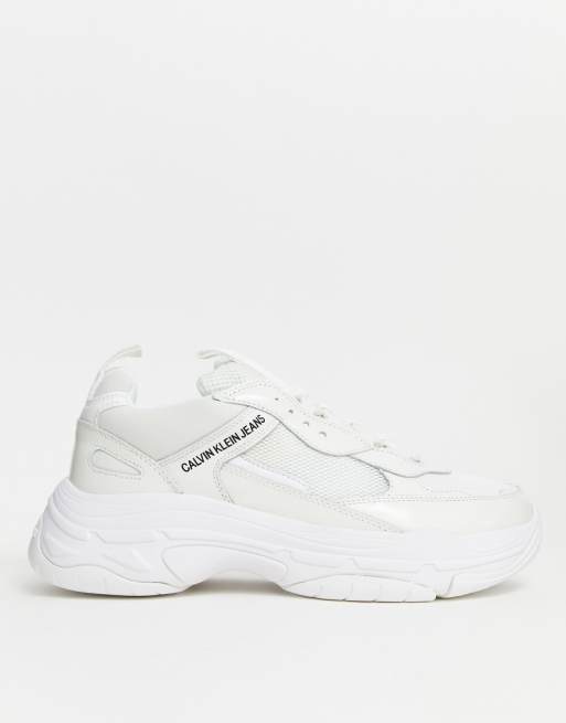 Calvin Klein Marvin chunky sneakers in triple white | ASOS