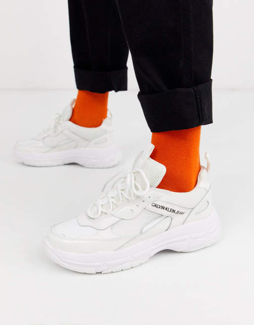 Calvin Klein Marvin chunky sneakers in triple white