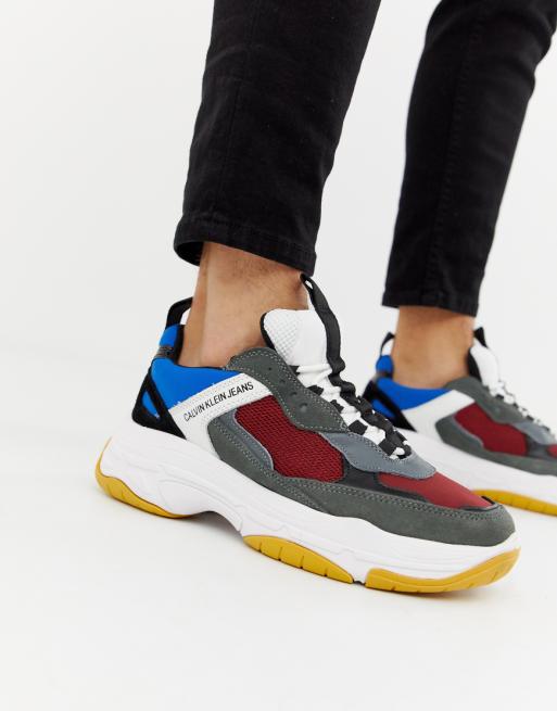 Calvin Klein Marvin chunky sole trainers in grey multi | ASOS