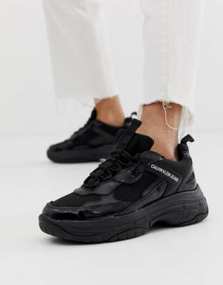 calvin klein marvin chunky trainers in black