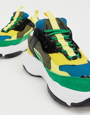 calvin klein marvin logo green and yellow trainers