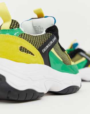 calvin klein maya trainers green yellow white