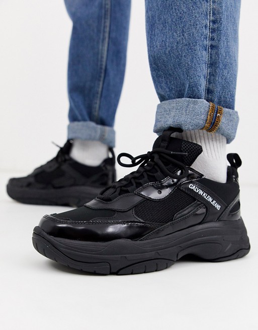 Calvin Klein Marvin chunky trainers in triple black