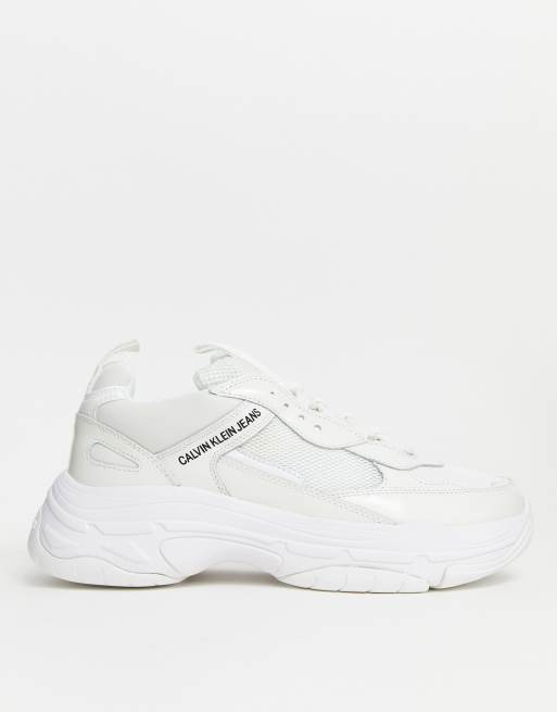 Calvin klein marvin chunky sole on sale trainers in white