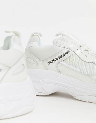 calvin klein marvin chunky sole trainers in white