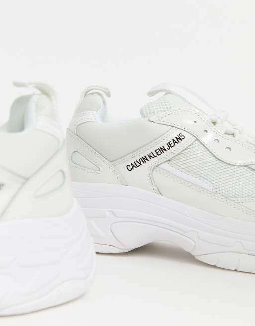 Calvin klein marvin chunky sales sole trainers in white