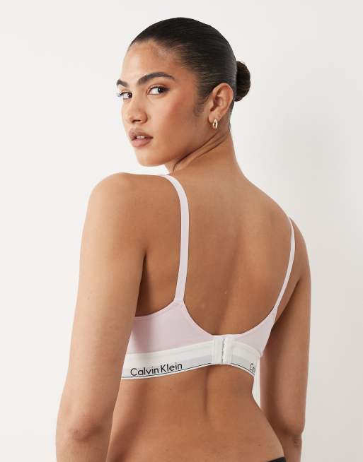 Calvin Klein Maternity Icon Cotton Modal lightly lined bra in light pink, 4 of 4
