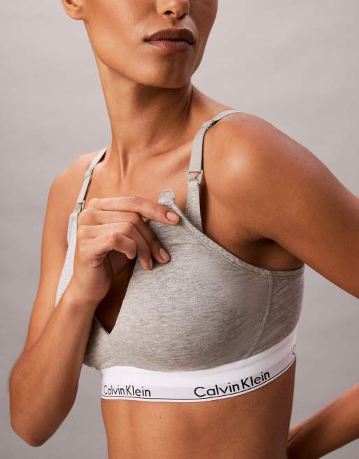 Calvin Klein Maternity – Icon Cotton Modal – Umstandsmode – Leicht gefüttertes Triangel-Bralette in Grau, 2 von 4