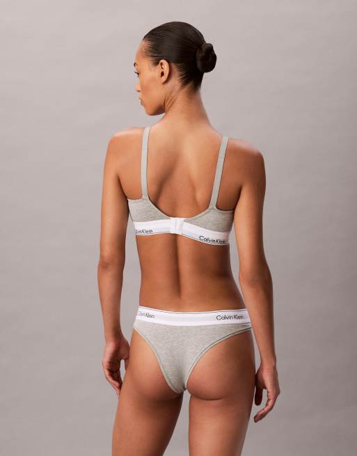 Calvin Klein – Maternity – Icon – Grå, lätt fodrad trekantsbralette i bomull-modalmix, 3 av 4