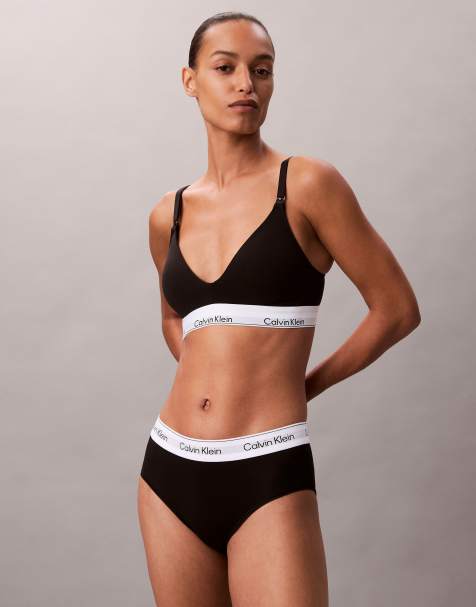 Calvin Klein Maternity - Sort trekantsbralette med let for og logobånd i modal-/bomuldsblanding - view 1
