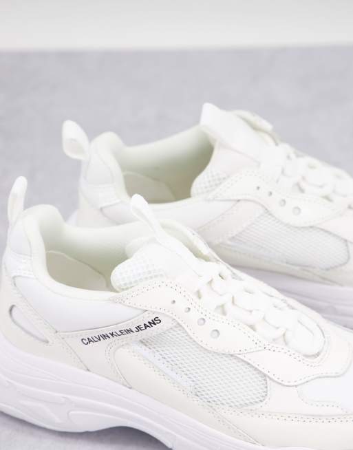 White calvin best sale klein chunky trainers